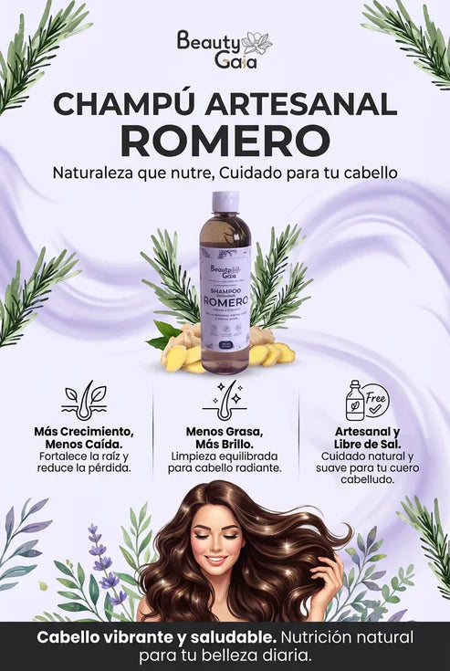 Champú de Romero Nutritivo y Regenerador para Cabello Grueso y Voluminoso 500 ml - BeautyGala