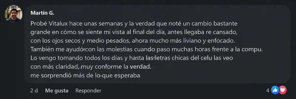 Testimonio de cliente de VitaLux